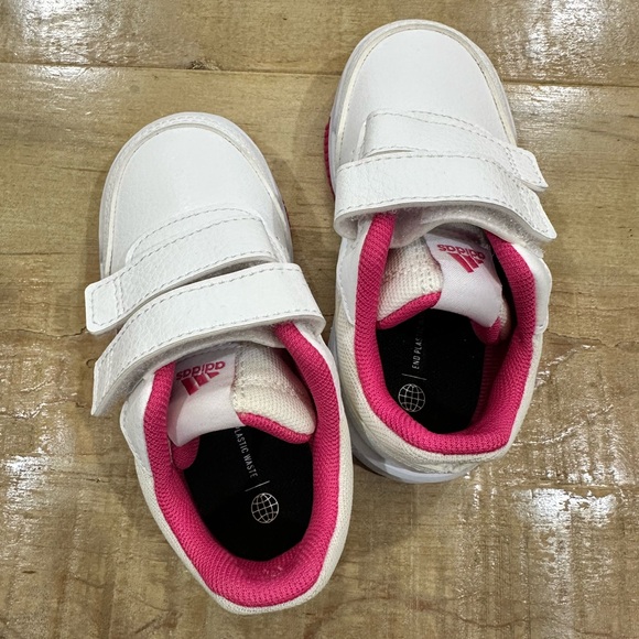 Adidas Tensaur sport 2.0 pink 3 stripe toddler girls tennis shoes Velcro running - Picture 3 of 13